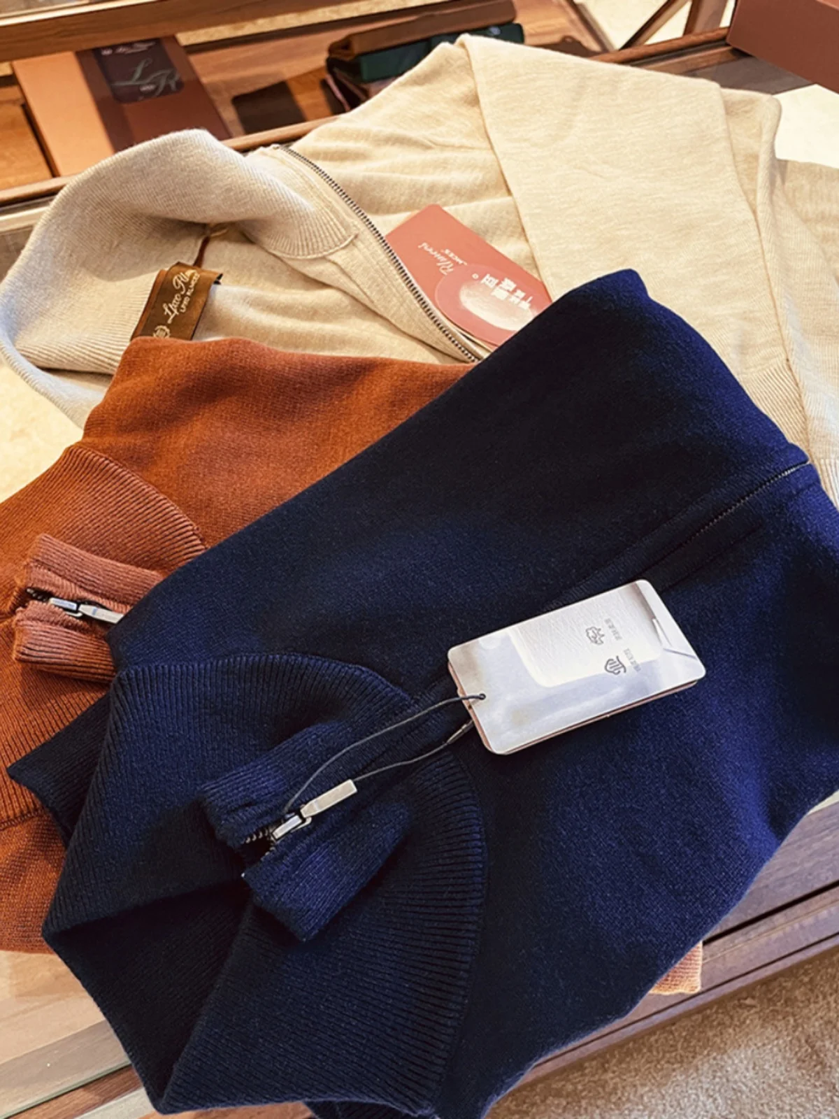 

Fall Winter Men's High-End Zipper Knitted Cardigan Coat Wool Lyocell Blend Sweater Stand Collar Faion Urban Sle Long Sve