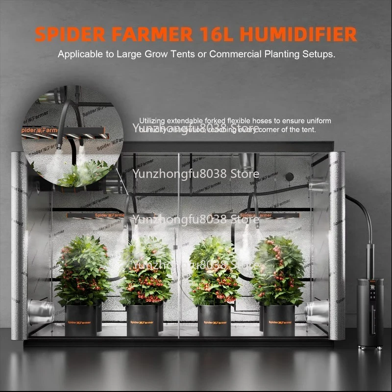 16L Ultrasonic Cool Mist Humidifier with Temperature and Humidity Sensor for Indoor Plants and Grow Tent