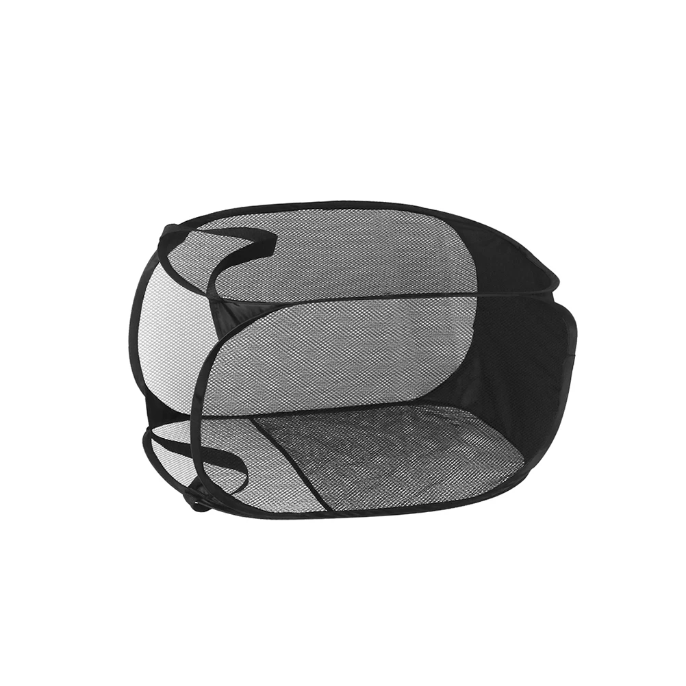 

Folding Laundry Basket Steel Wire Mesh Reinforced Handles Breathable Collapsible Storage Clothes Hamper Keep Home Tidy