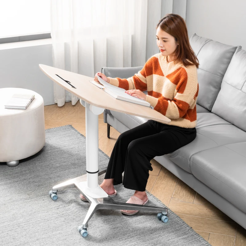 Pneumatic height lift desk can be flipped mobile folding computer table household dining table