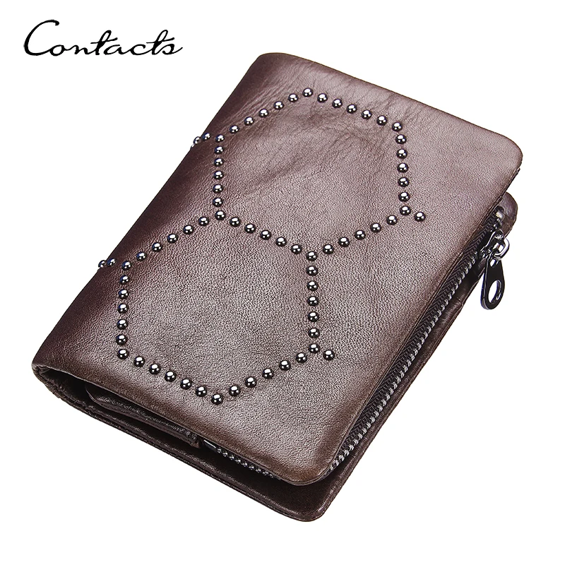 

CONTACT'S Genuine Leather Wallets for Men Short Vintage Bifold Men Wallet Coin Purses Card Holders Male Money Clip Men's Wallets