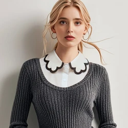 1 piece of wavy pattern embroidered decorative fake collar, versatile for children, exquisite fake collar shirt, fake collar bas
