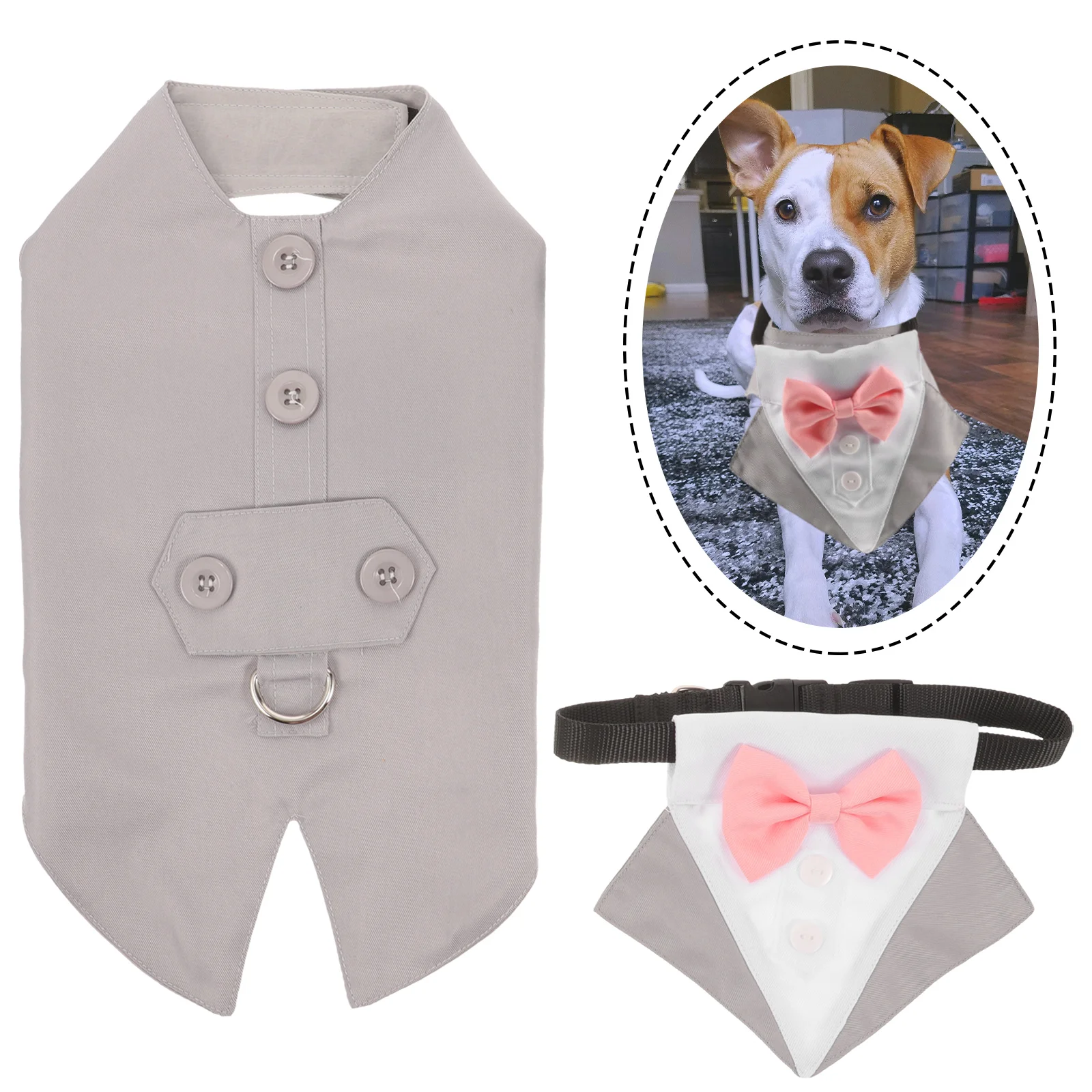 

1 set 1 Set Dog Tuxedo Suit Bandana Bow Tie Costume Formal Wedding Party Pet Clothing For Small Medium Large Dogs Puppy Apparel