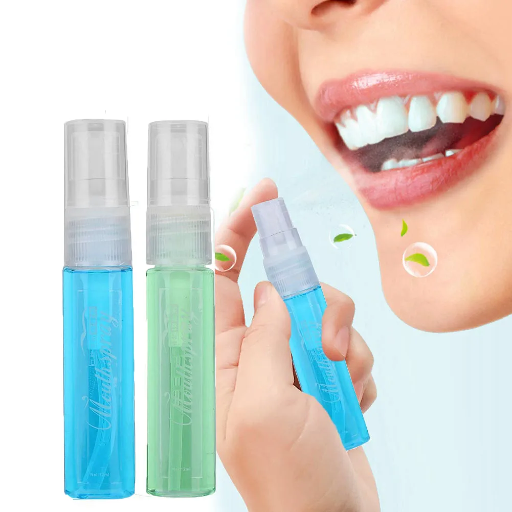 2Pcs 12ml Portable Breath Freshener Mouth Spray For Adults Smoke Bad Breath Odor Removal Oral Hygiene Spray Mint + Lime Flavor