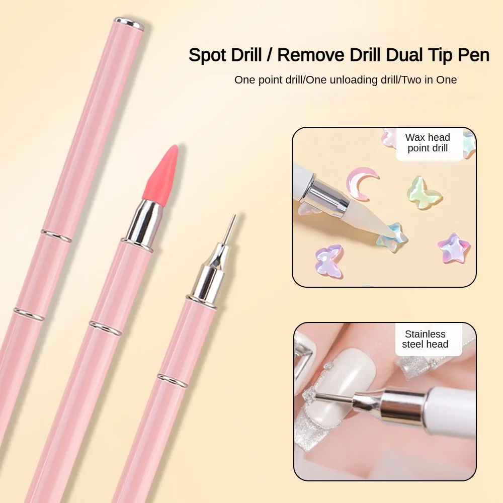 1/5PCS Rhinestone Picker Dual-Ended Wax Pencil with Steel Tip Dotting Tool for Nail Art Gems Crystals Manicure DIY