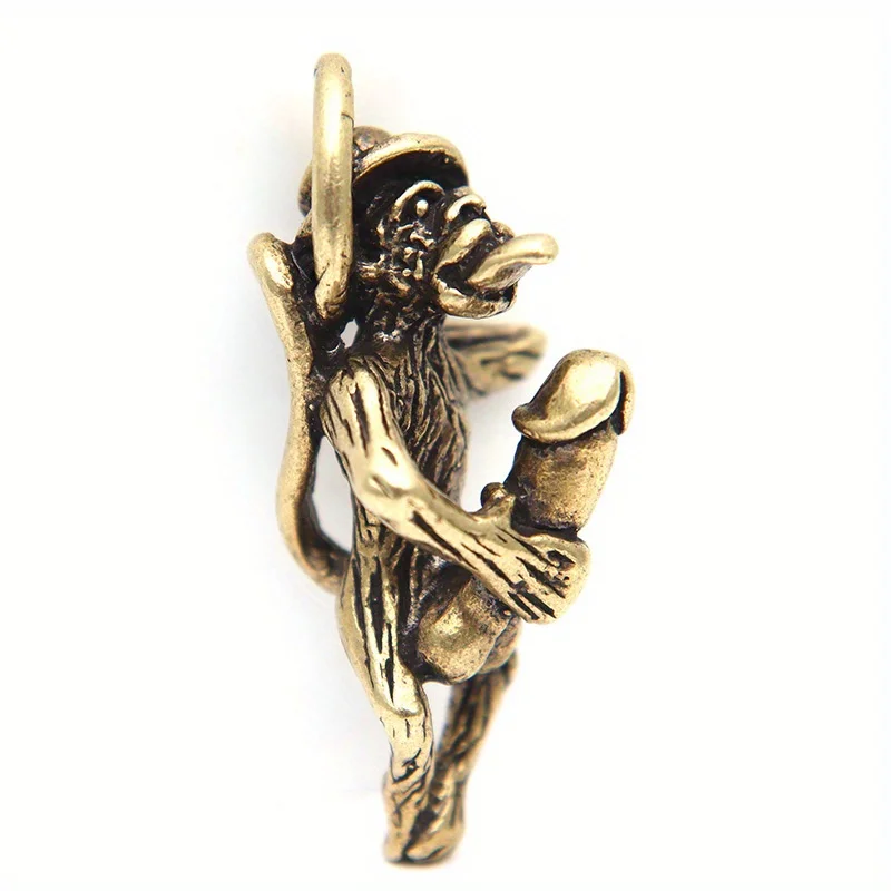 Brass Naughty Monkey Car Key Chain Rings
