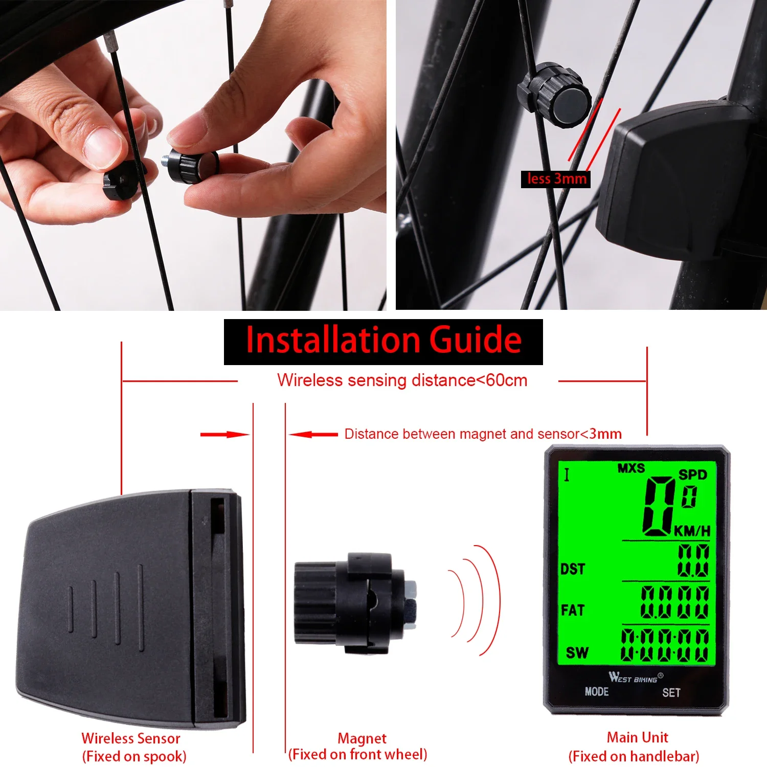 Bike Computer Odometer Rainproof Cycling Measurable  Bicycle Computer