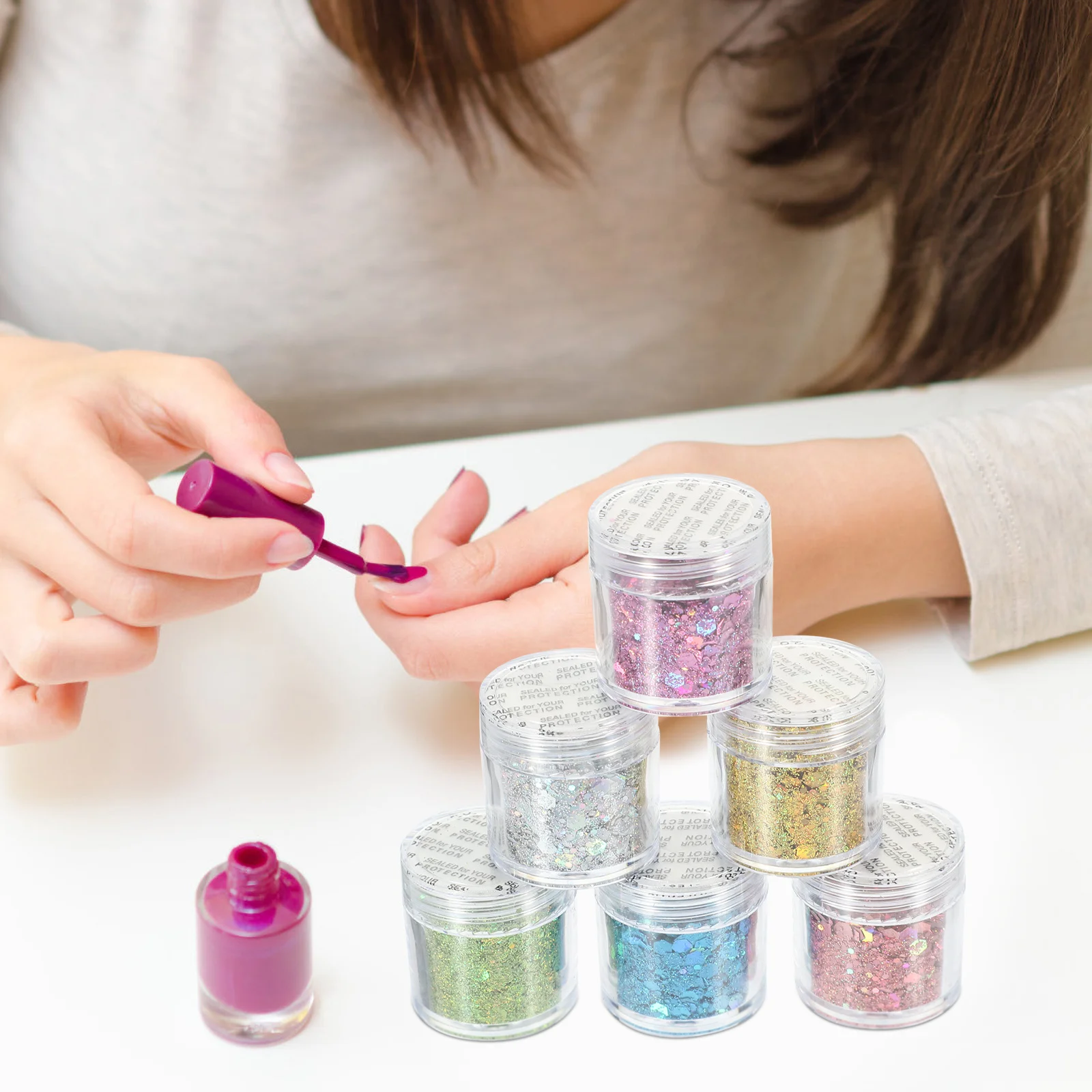 6個入り グリッタースパンコール ネイルアート カラフルチャンキーフレーク UVジェルチップ フェイス ボディ ヘア DIY ネイルフレーク グリッタースパンコール