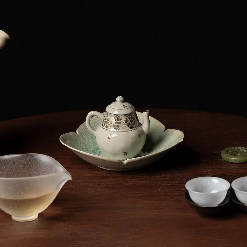 Jingdezhen Ceramic Teapot Hand Painted Nansui Pattern Medium Size Ancient Style Kung Fu Tea Set Traditional Pottery Vessel
