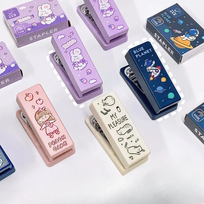 Cartoon Stapler Set Mini Small Stapler Cute Student Multifunctional Binding Machine Children Bookbinding Office Accessories