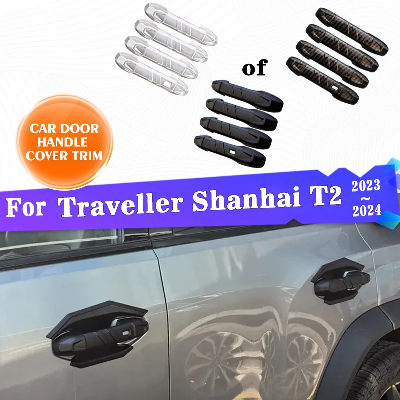 Car Outer Door Handle Cover Trim For Jetour Traveller Shanhai T2 2023 2024 Car Handle Cover Sticker Gadget Protector Accessories