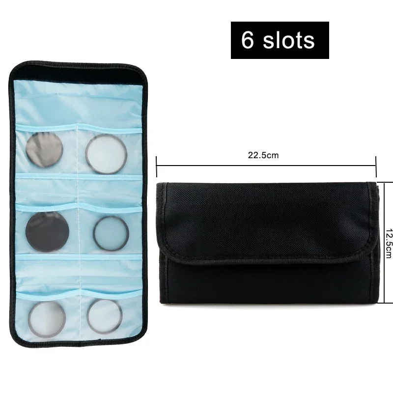 Lightdow Lens Filter Bag Foldable Lens Pouch 3 4 6 10 12 Pocket for Close Up CPL ND Filter Wallet Lens Adapter Ring Storage Case