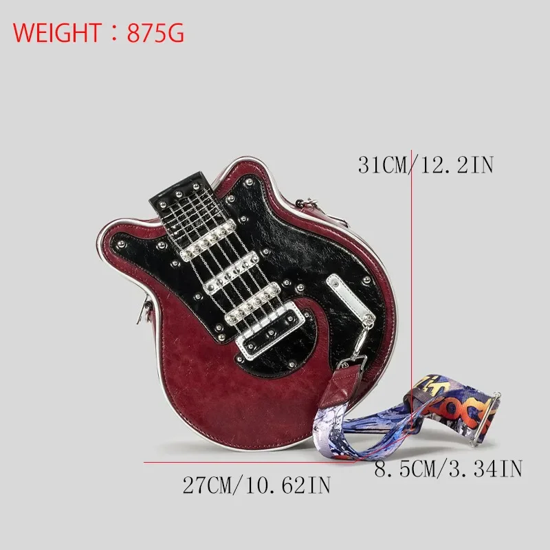 Guitar Shape Hard PU Purse and Handbag for Women Luxury Designer Leather Crossbody Shoulder Bag Handmade Top Handle Bags Lady