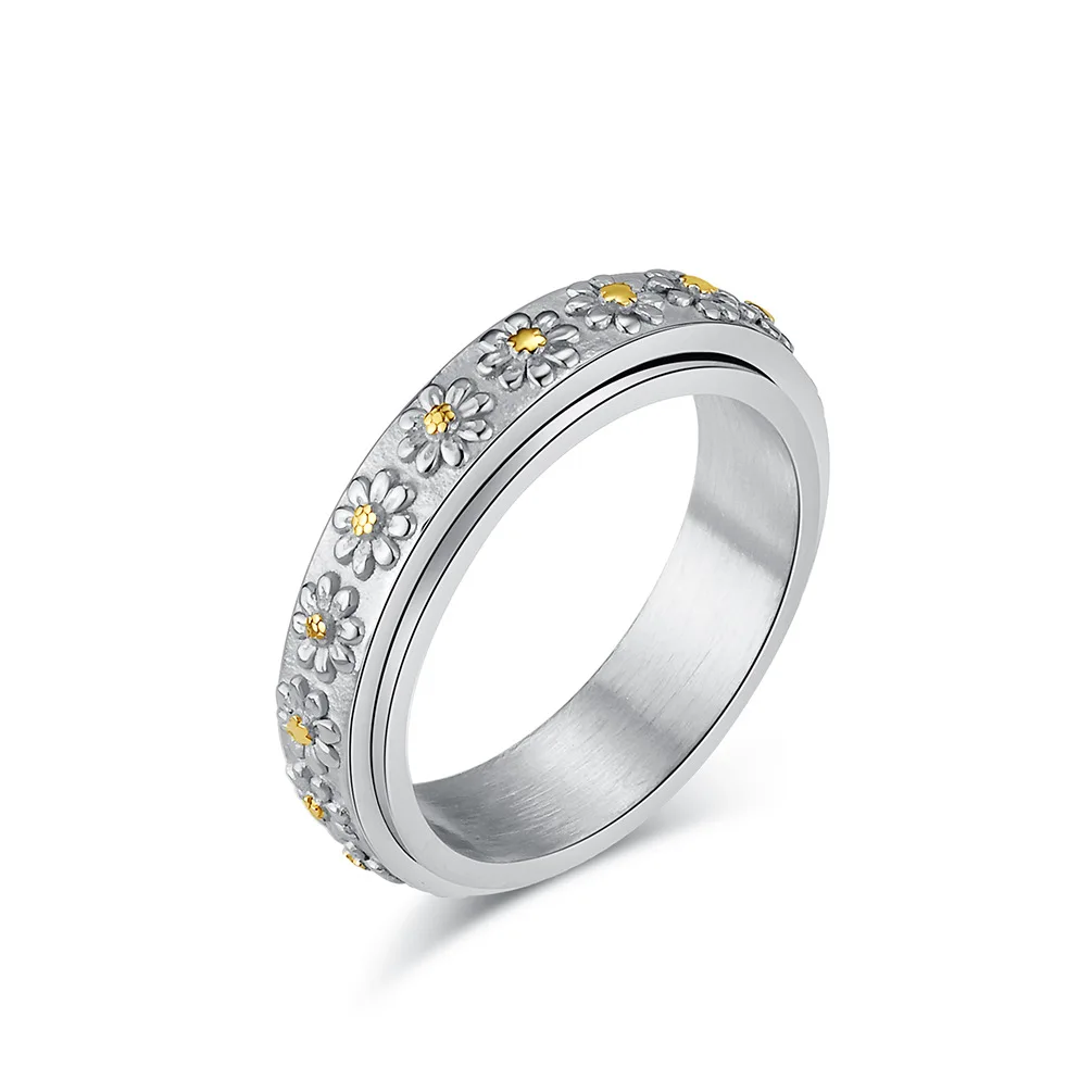 

Aesthetic Daisy Flower Design Ring For Women Stainless Steel Silver Elegant Luxury Engagement Ring For Woman Wedding Jewelry