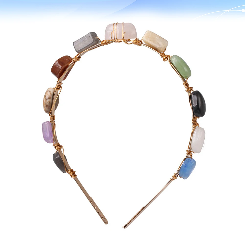 

Crystal Stone Headb s Colorful Stones Elegant Headdress Hair Hoops Party Accessories Travel Lightweight Unique Design Photos