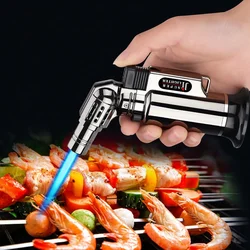 Metal Jet Flame Gun Lighter, Windproof Turbo, Butane Gas Lighters, Welding Torch, Kitchen, BBQ, Cigar, Cigarettes Accessories