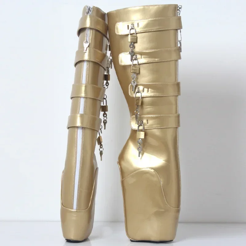 CACA النساء أحذية الباليه عالية في الركبة ، 18 سنتيمتر أسافين Heelless ، أحذية الرقص الرجالية الرقيق ، الملاعب عرض مسرحي بوتاس طويلة ، ألوان مخصصة ،