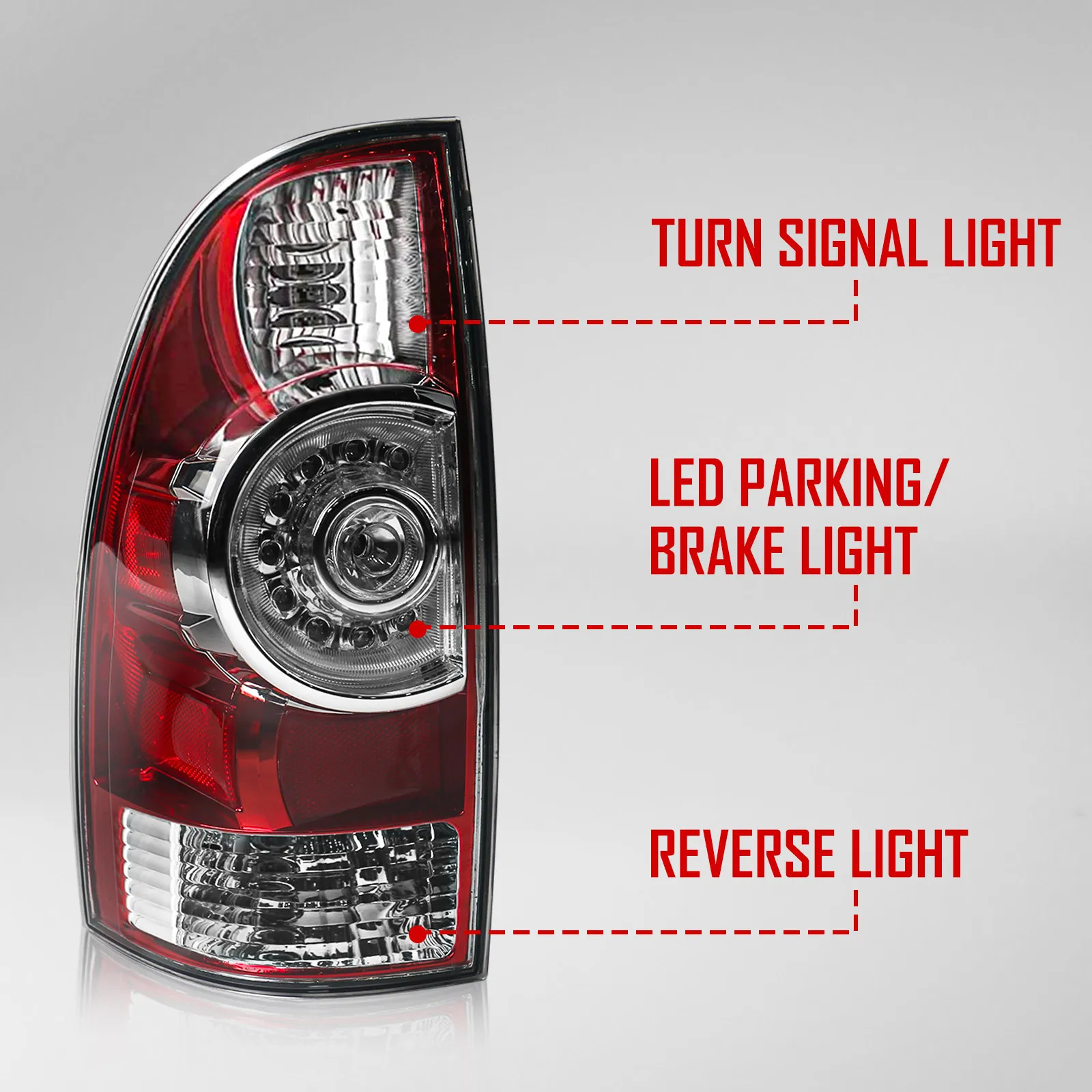 トヨタタコマテールライト,ブレーキライト,2005-2015, 81550-04160,to2801177用の赤とクロムのテールライト