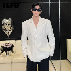 IEFB Elgance Men's Sequin Suit Coat Fashion Korean Styke Slim Male Casual Blazers Solid Color Versatile Autumn New Jacket 9C2459