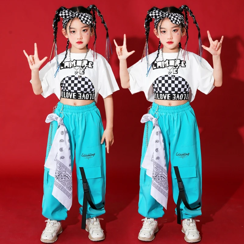 Jazz Dance Costumes for Kids Children\'s Hip-hop Street Dance Clothes Girls Ballroom Hip Hop Dancing Clothes Teen Stage Outfits