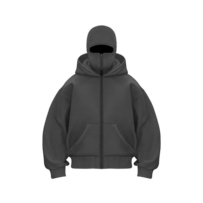 Fall/Winter Men's Outdoor Sports Sweatshirt Fashionally Unique Design Double-Layer Hooded Zipper Sweatshirt Coat Loose Streetwea