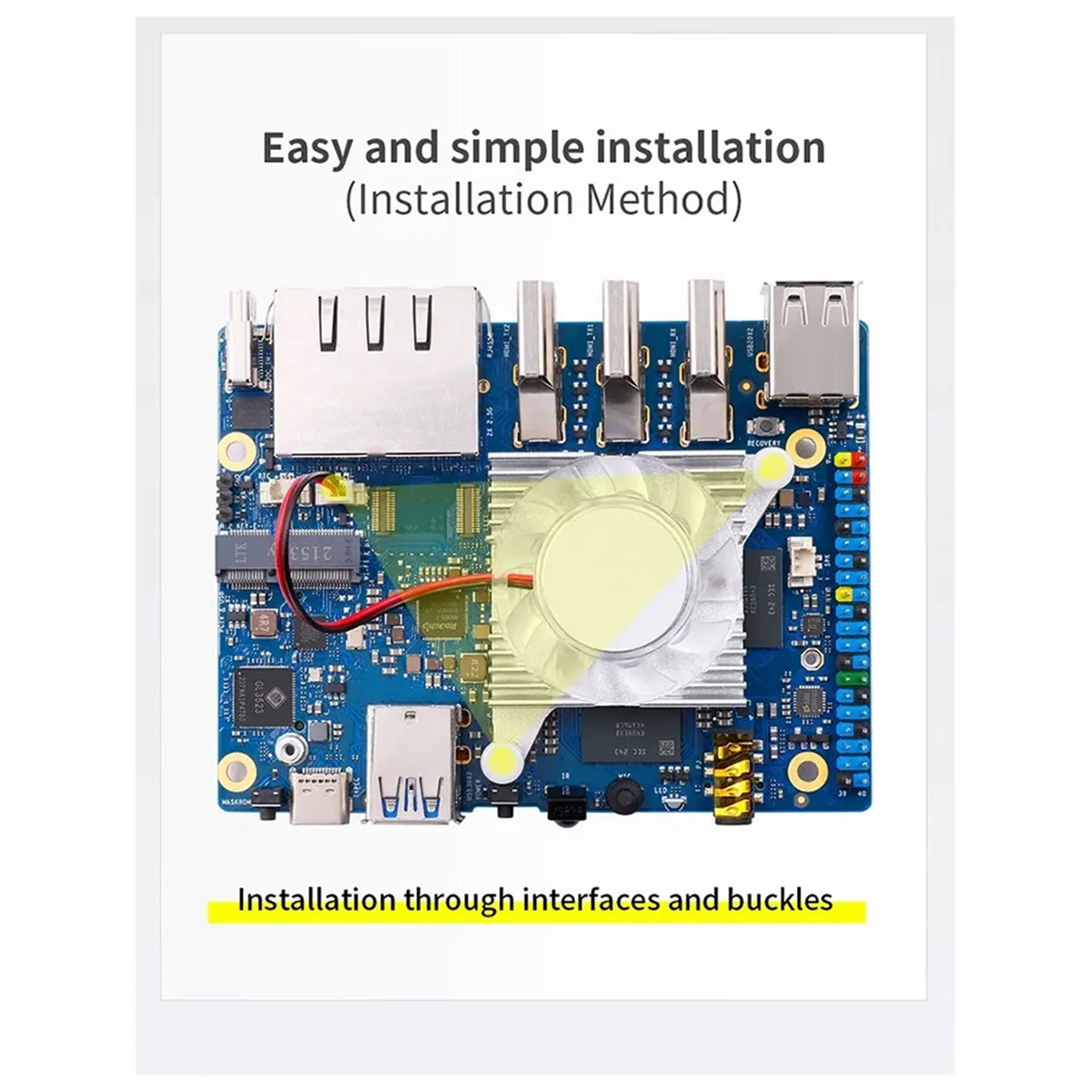 For Orange Pi 5 Plus Integrated Aluminum Heatsinks Active Cooling Fan_Y80A