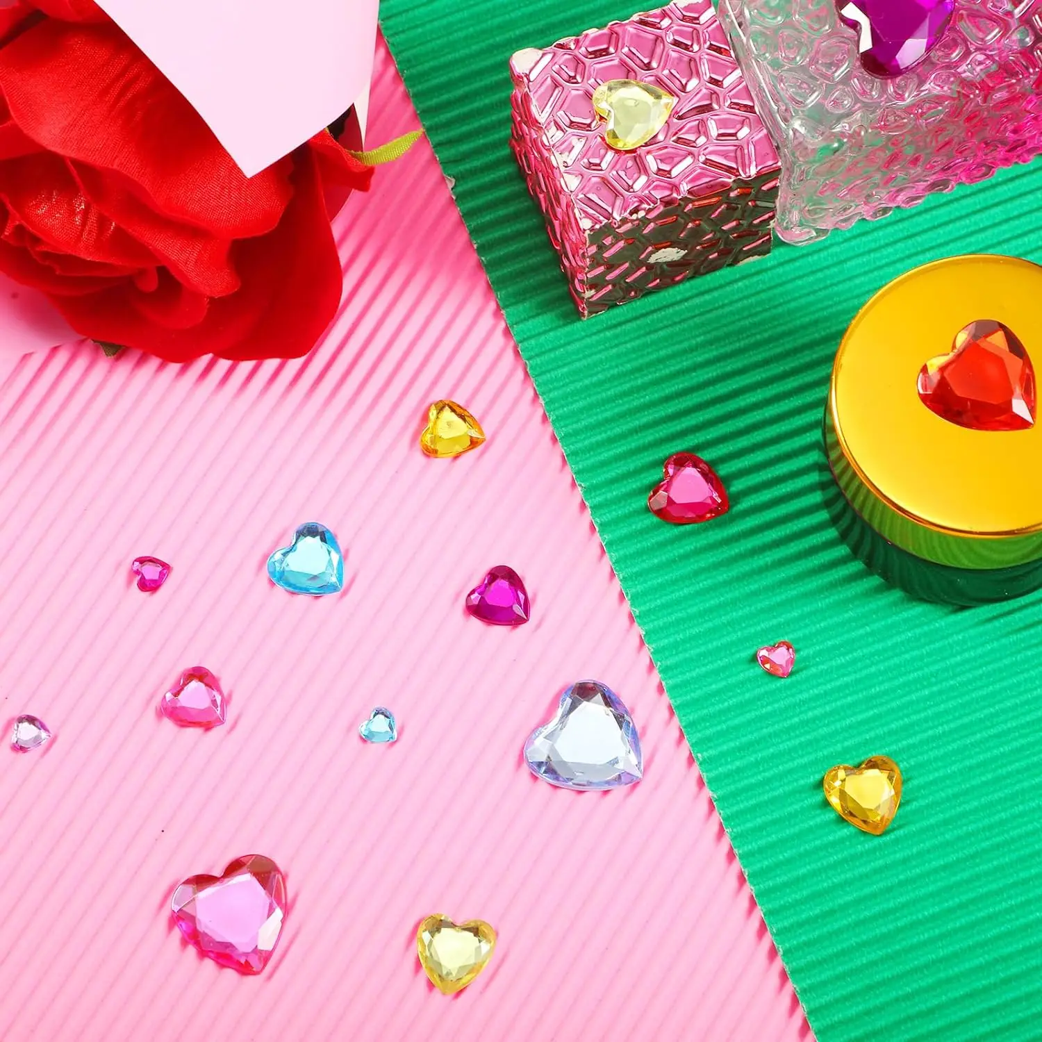 510 ชิ้นเล็บอะคริลิคหัวใจแบนอะคริลิคเจาะสําหรับงานแต่งงานวันวาเลนไทน์ตกแต่ง DIY เครื่องประดับหัตถกรรมทํา