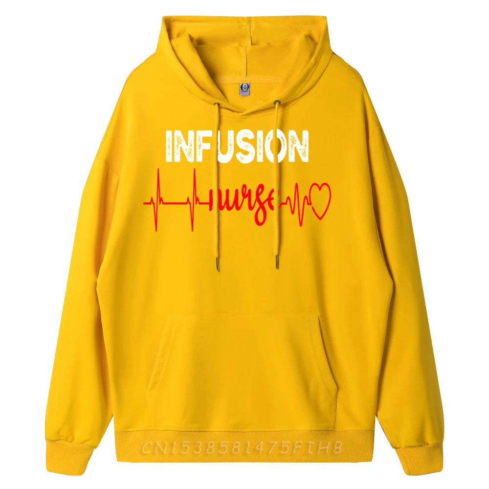 Infusion Nurse RN Heartbeat EKG Chemioterapia Pielęgniarka Grafika Pulower Casual Codzienne Męskie Bluzy Dzień Pamięci