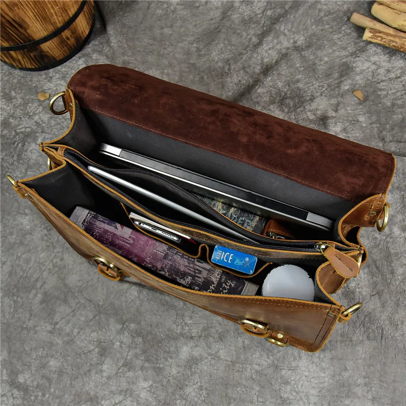 Vintage Men\'s Genuine Leather Briefcase 16\