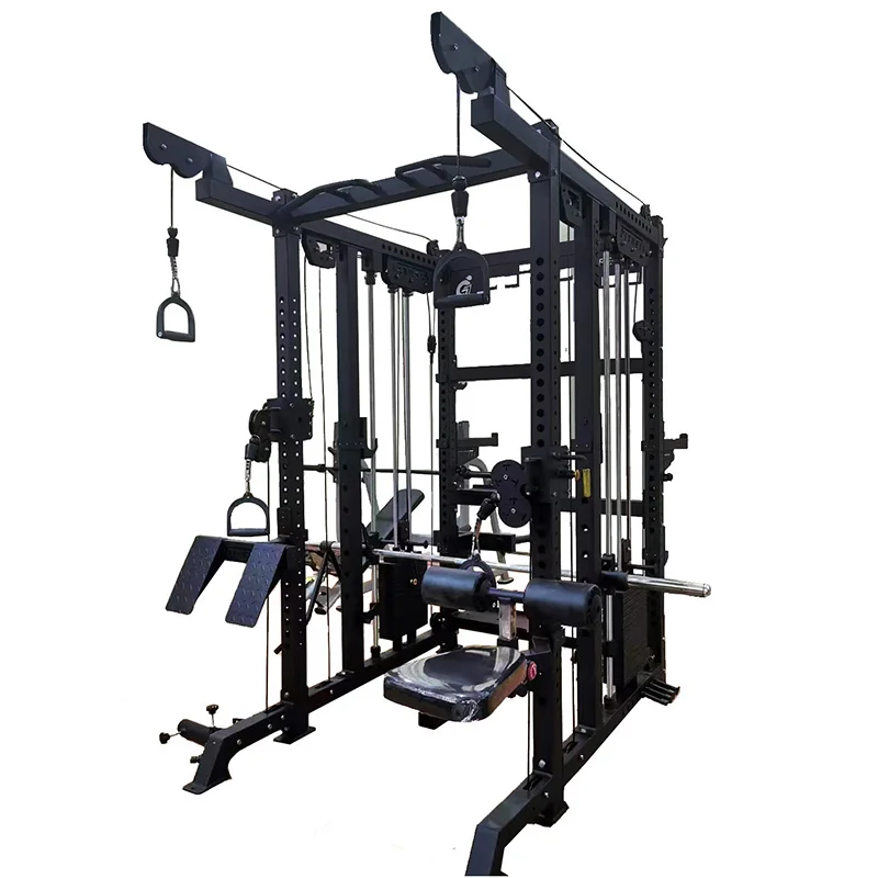 Gym Fitness Equipment Cable Crossover Comb Trainer Power Squat Rack Commercial Multi Functional 3d Folding Smith Machine