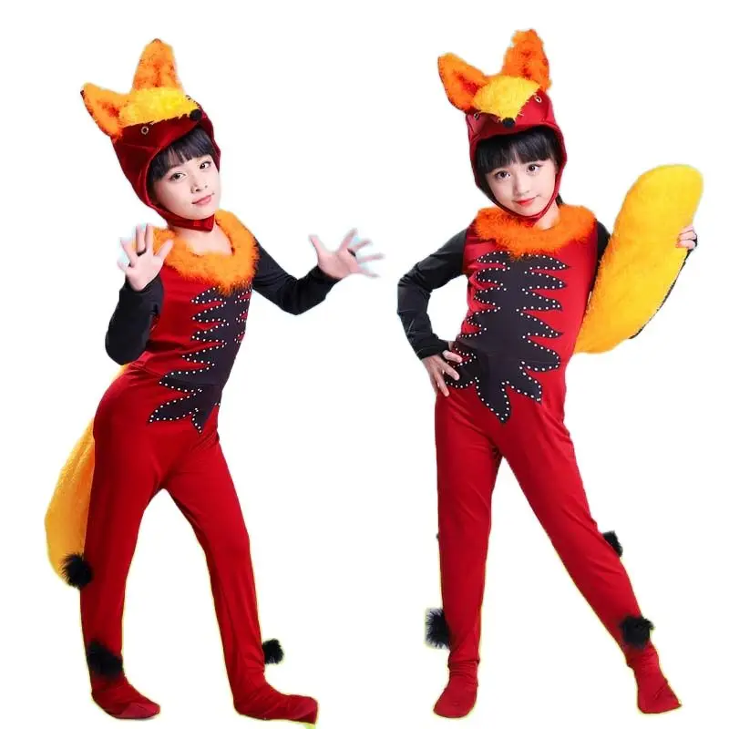 

Children Cute Fox Costume Kids dance Cosplay Fox Clothing boys girls Dance jumpsuit 100-160 cm size