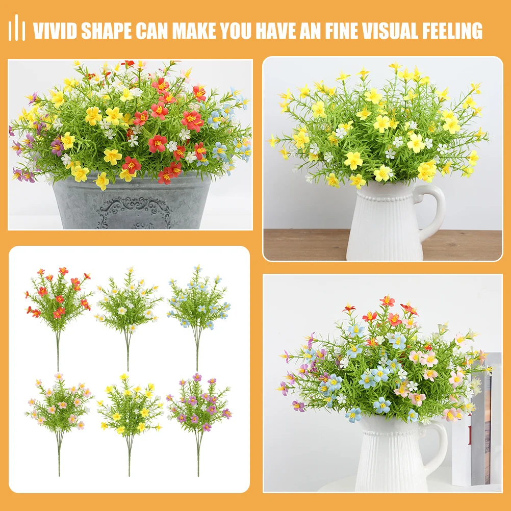 

6Pcs Artificial Daisy Branches Realistic Plastic Fake Flowers for Wedding Decoration Bride Bouquet Vivid Flower Picks