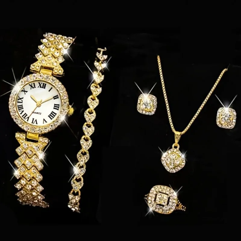 Women Quartz Watch Roman Pattern Diamond Encrusted Starry Sky Female Watches Bracelet Style Wristwatch