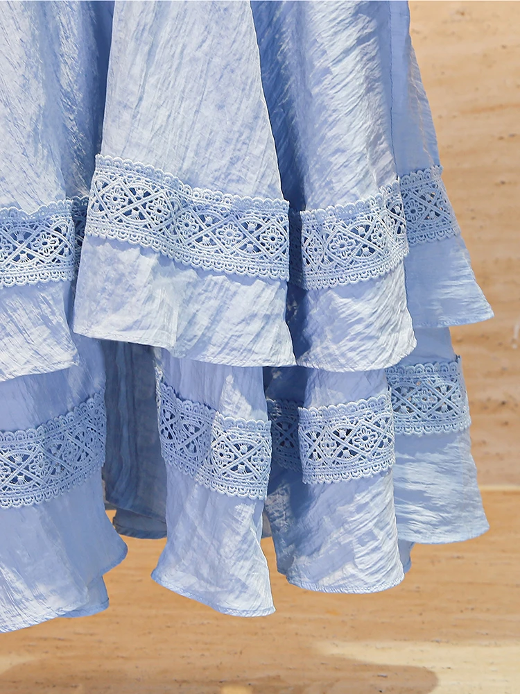 M Home Nan You High End Dames Lente Faion V Ne Bubble Sve Taille Cinched Dr Dames Ele Sli Midi Rok