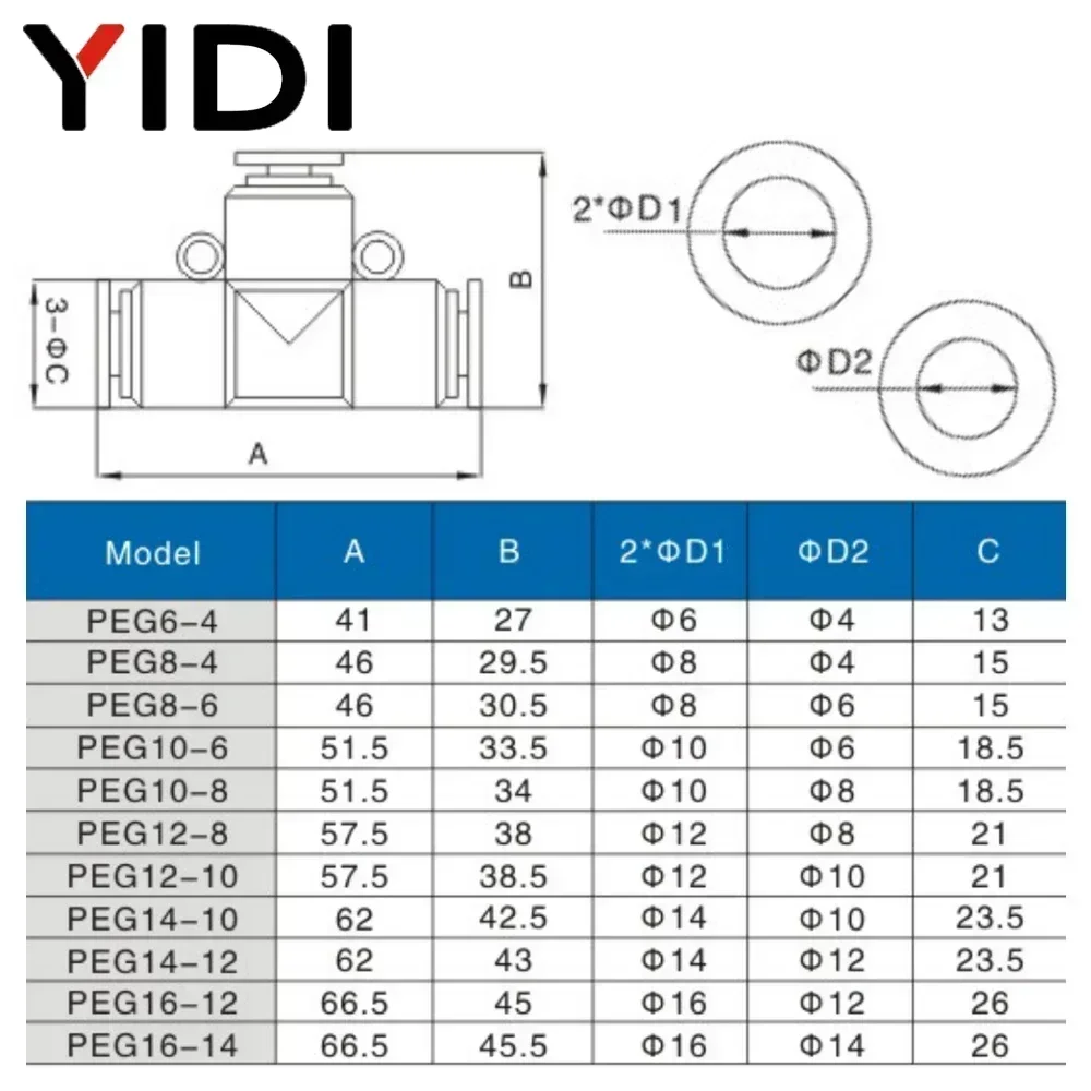5 pz 4 MILLIMETRI 6 MILLIMETRI 8 MILLIMETRI Pneumatico Aria A Sgancio Rapido Push in Connettore Tubo di Raccordo Tee Uguale Riduzione Tubo Tubo Connettori 10 MILLIMETRI 12 MILLIMETRI