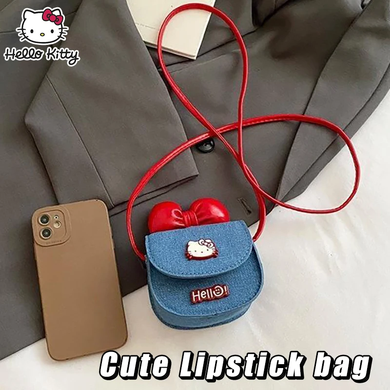 

Hello Kitty Lipstick Bag Cartoon Crossbody Small Bag Headphone Bag Stylish Creative Bowknot Mini Shoulder Bag Girl Christma Gift