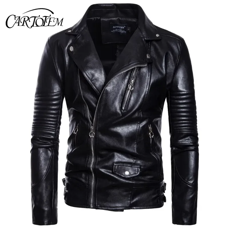 

Сплошной цвет, большой размер, косая молния, дизайн, мужская осенняя новая модная кожаная куртка, мужская повседневная универсальная кожаная верхняя одежда