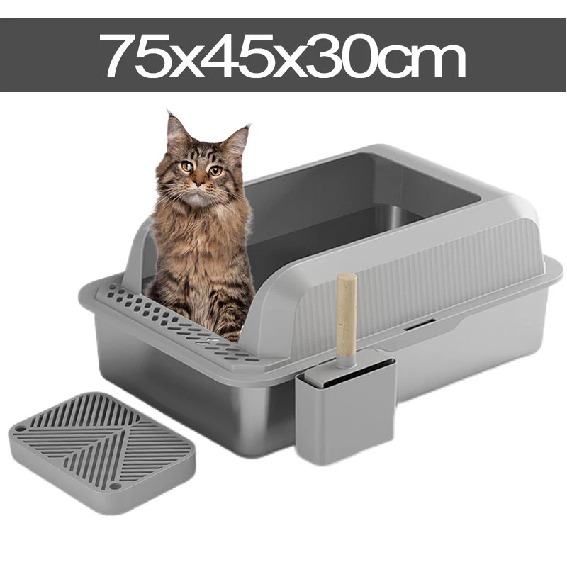 Clean Odor Control Stainless Steel Maine Coon Toilet Box Stainless Steel Cat Litter Pan For Large Cats