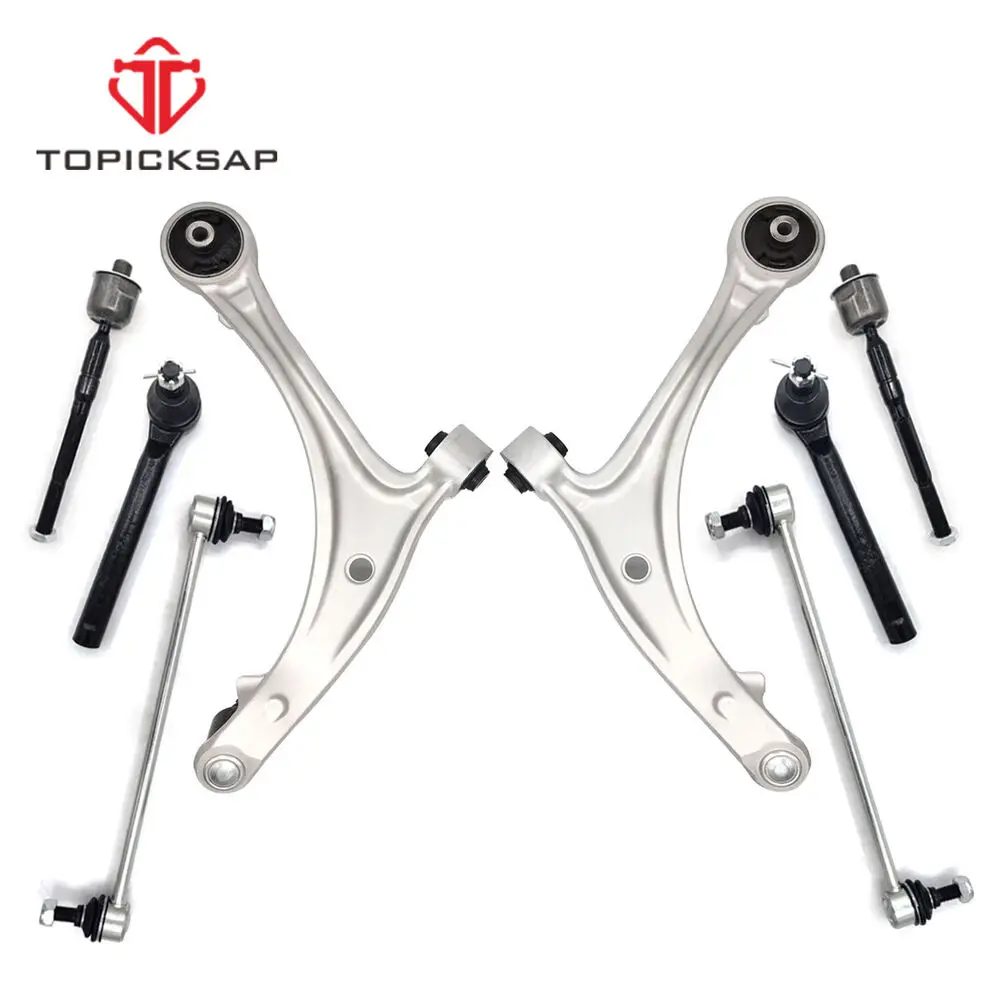 TOPICKSAP Front Control Arm with Ball Joint Outer & Inner Tie Rod End Link Kits for Honda Odyssey 2005 - 2010 51320SHJA02