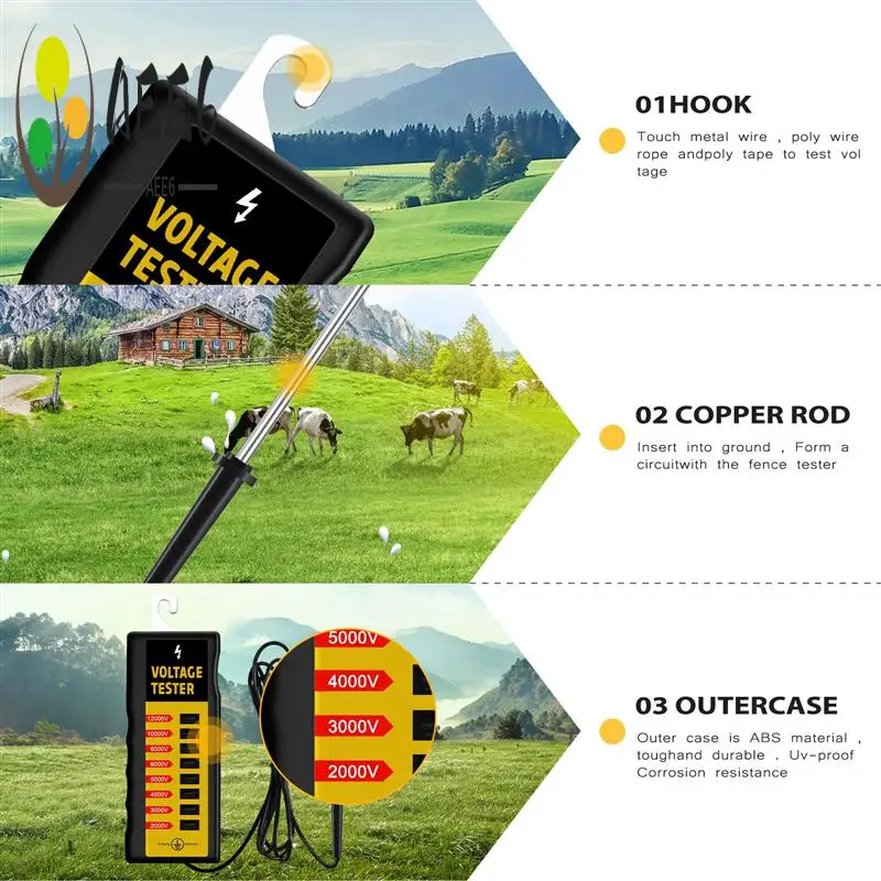 

AEE6-12000V Farmer's Fence Voltage Testing Tool ,Electric Fence Voltage Tester,Yard Fencing Tester