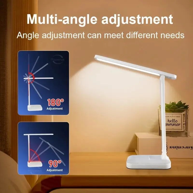 مصباح مكتبي للعناية بالعين قابل للطي مع تعتيم ثلاثي المستويات وتعديل درجة حرارة اللون وشحن USB والدراسة/القراءة #5