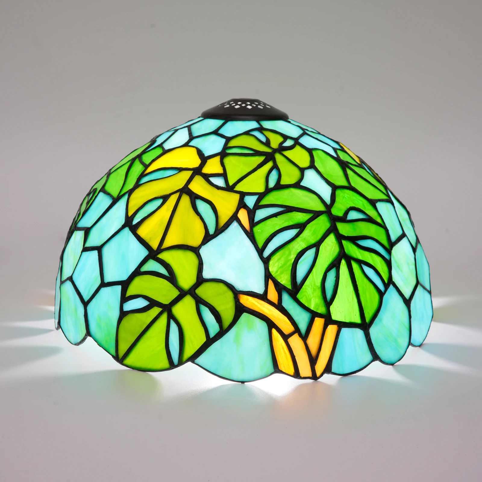 Green Leaf Lamp Shade Replacement Only Tiffany Style Stained Glass Lampshades Retro Leaf Cover for Table Lamps Chandelier