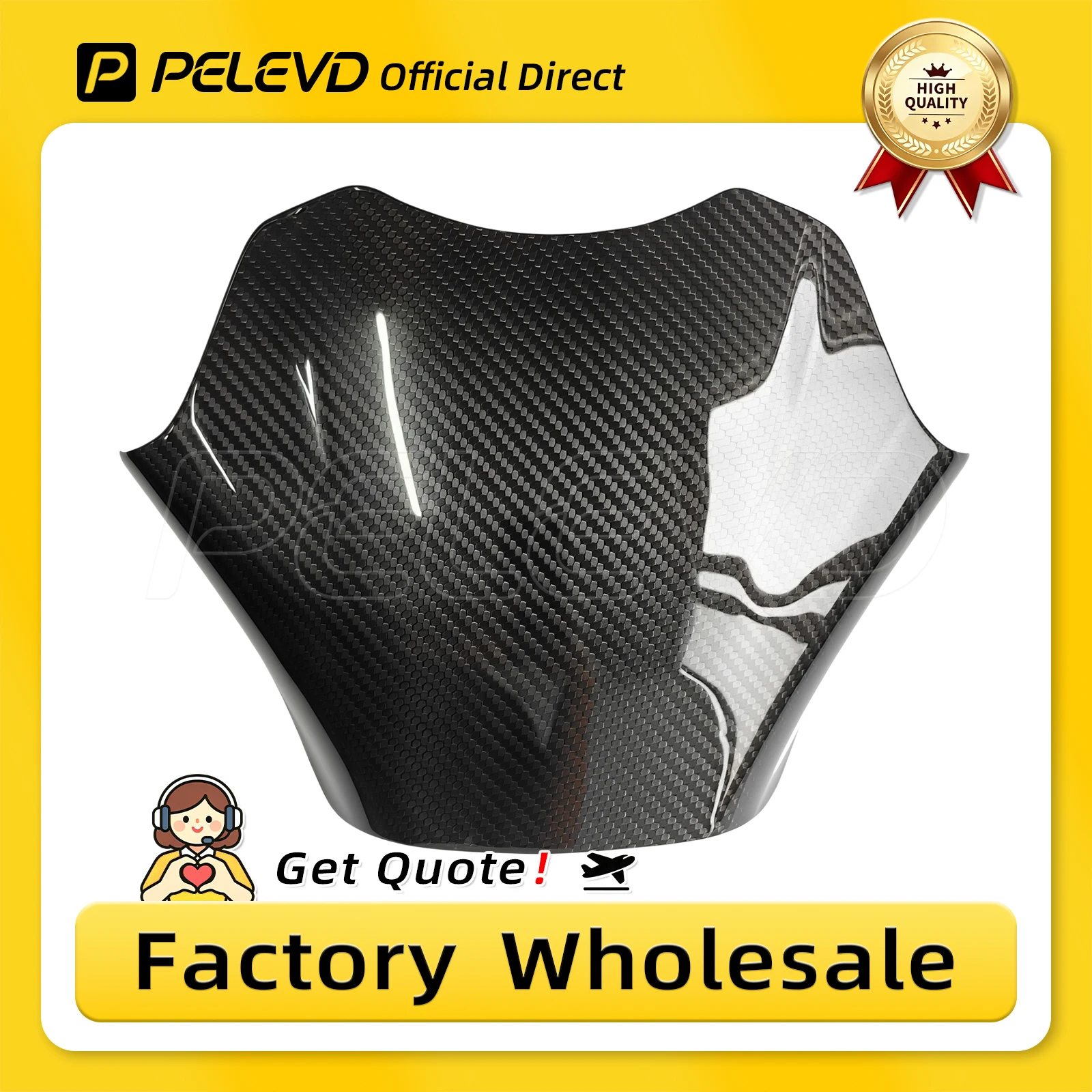 PELEVD 100% CARBON FIBER Motorcycle Fuel Gas Tank Cover Guard Protector For HONDA CB650R CB CBR 650 R 2018-2026