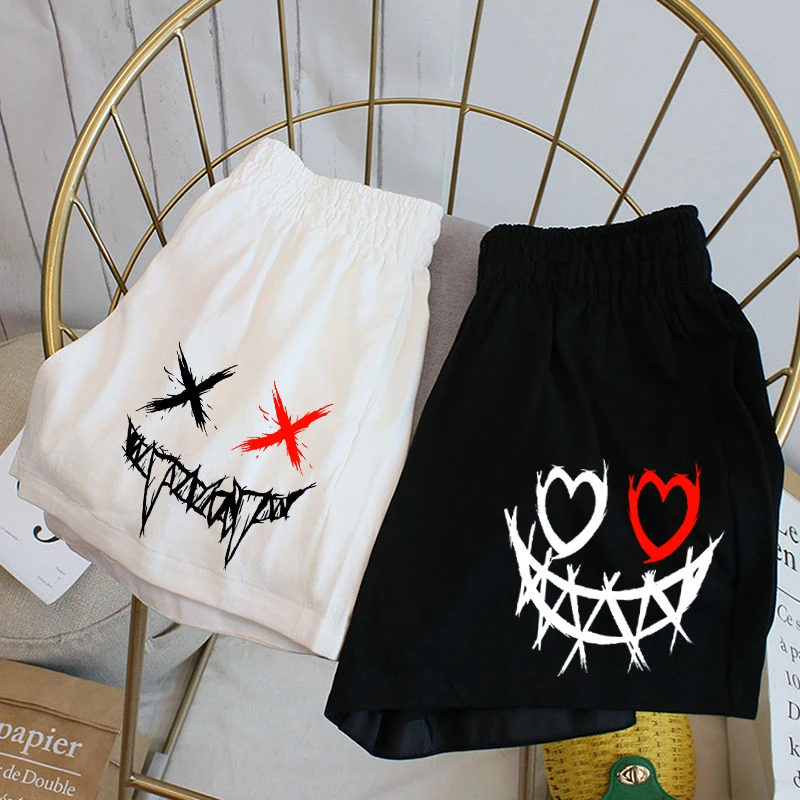 Gothic Y2k fashion casual women\'s shorts 2022 summer new smiley horror print shorts goth punk vintage streetwear women Harajuku