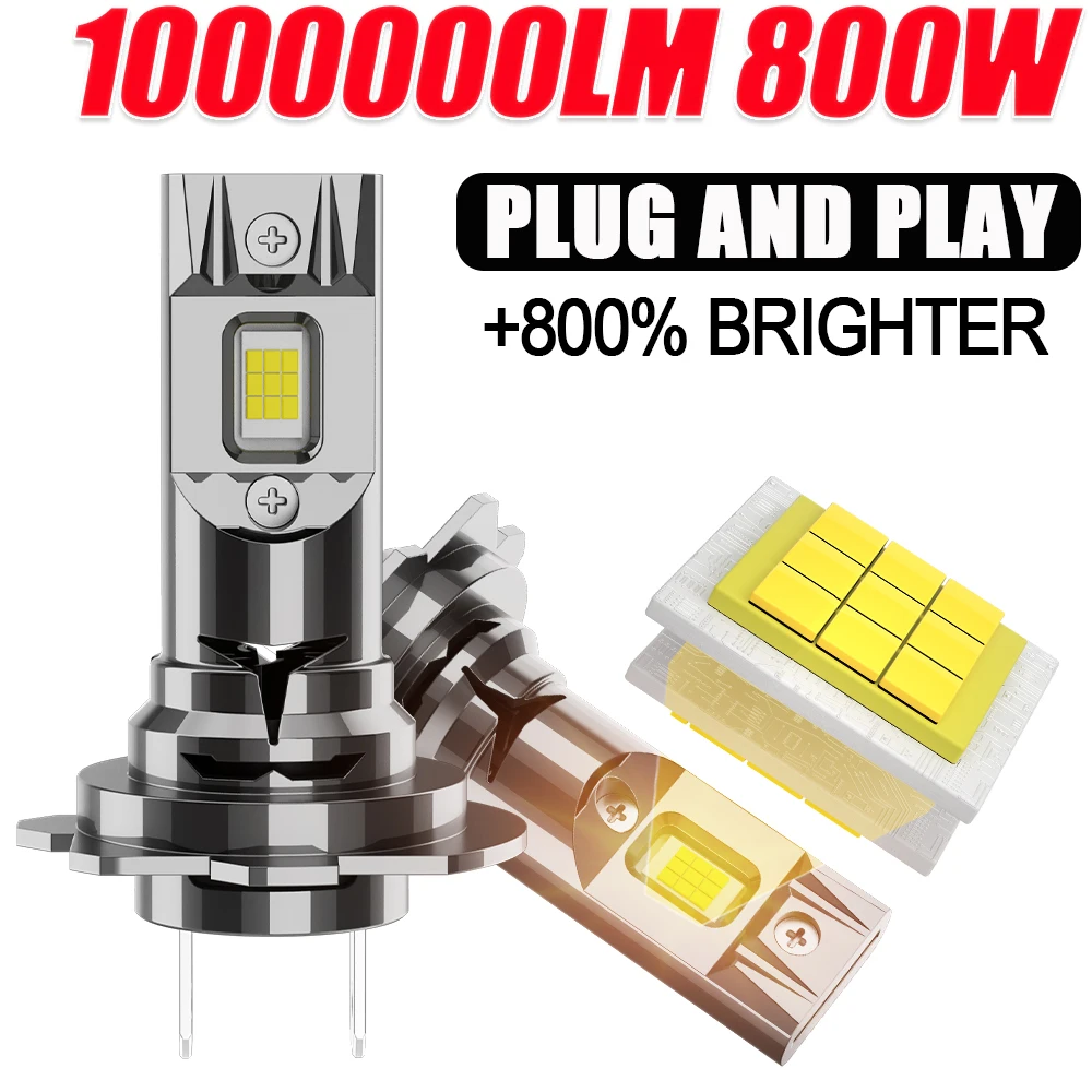 

CANBUS H7 Светодиодная лампа для фар 360 Белый свет 1000000LM Супер яркая автоматическая лампа Мини Беспроводная турбо-автомобильная фара Plug&Play 12 В 24 В