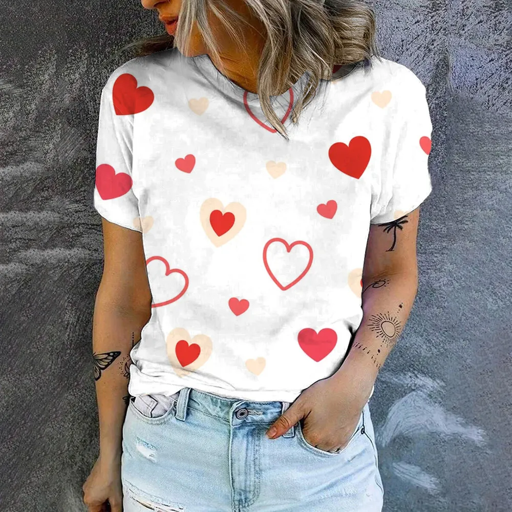 

Women's Short Sleeve 3D Full Print Love Print T Shirt Clothing T Shirt Women Pattern T Shirt Summer Clothing Fashion Women's Top