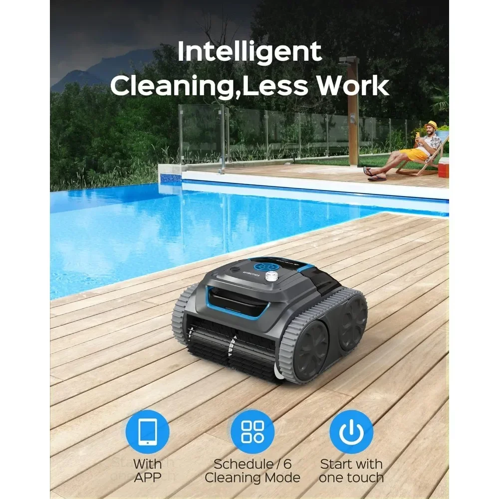 

-Cordless Wall Climbing Robotic Pool Cleaner With APP Mode, Smart Mapping Tech, Lasts 180min, Fast Charging With Powerful Suctio