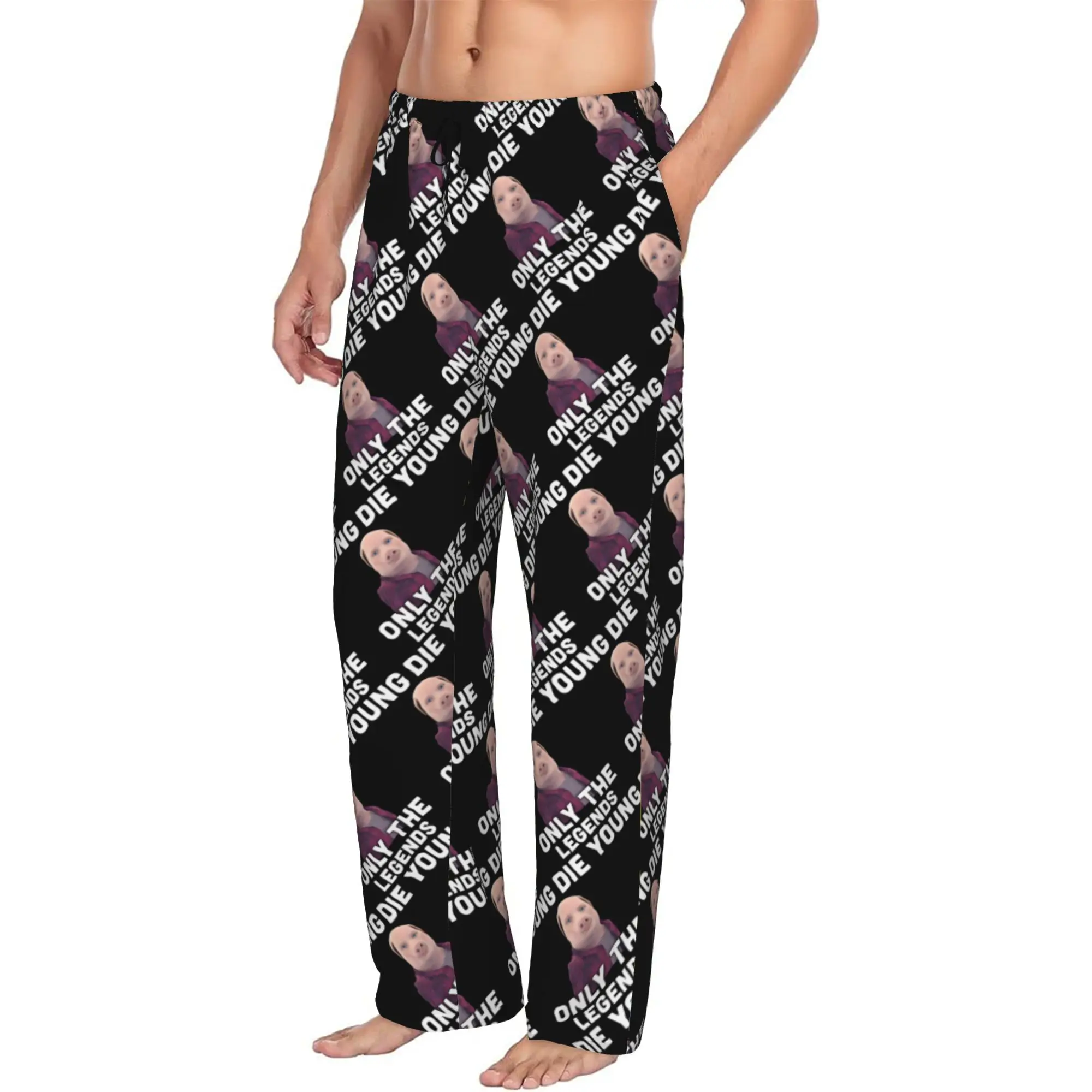 Custom John pork is calling Pajama Pants Sleepwear for Men Elastic Waistband Funny Pig Sleep Lounge Bottoms with Pockets