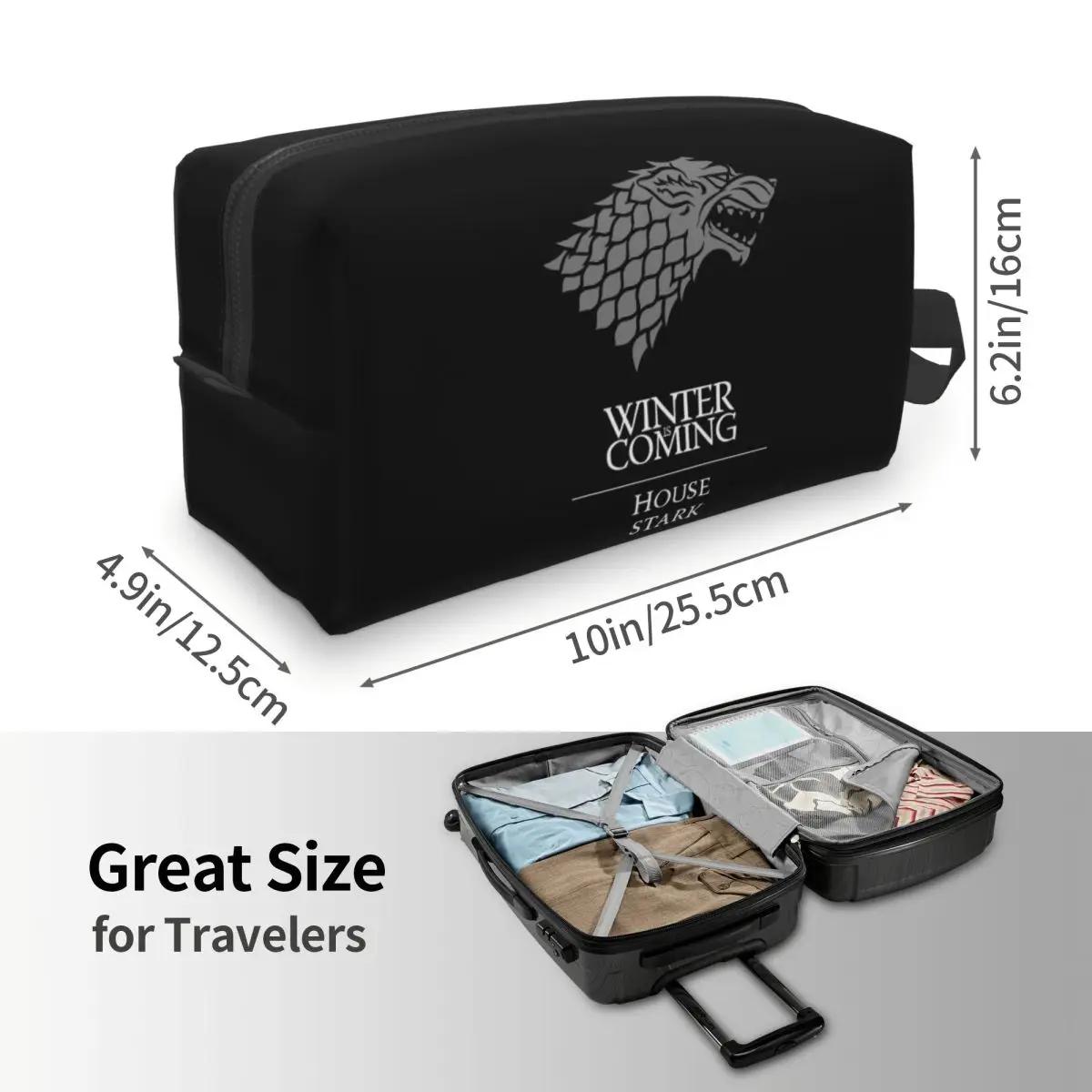 Winter Is Coming Makeup Bag Cosmetic Organizer Storage Dopp Kit Toiletry Cosmetic Bag for Women Beauty Travel