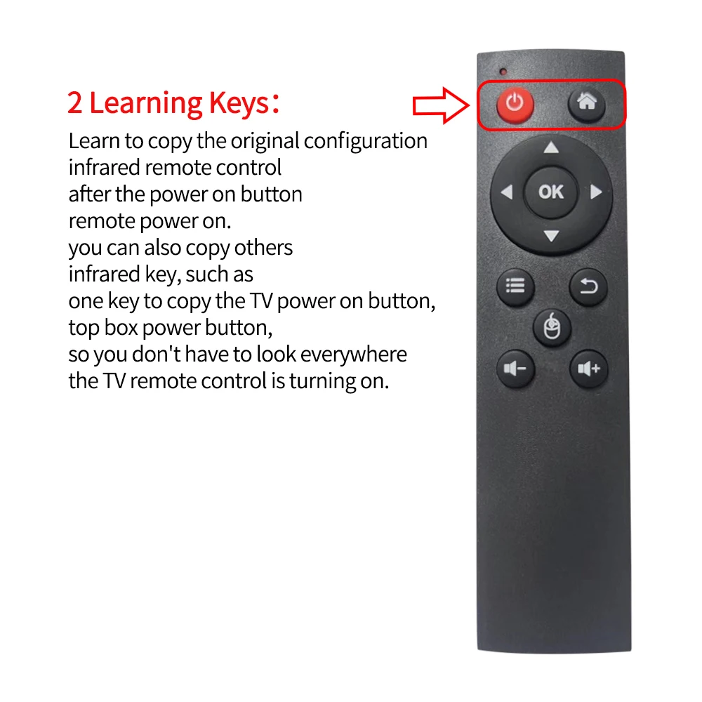 T9B Universal 2.4G Wireless Bluetooth Remote Control with 2 IR Learning Keys for Android TV Box PC Projector Remote Control